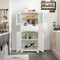 Costway Bathroom Floor Storage Cabinet Kitchen Cupboard with 2 Drawers & Glass Doors White